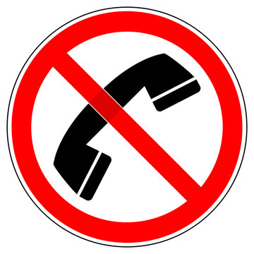 srr178 SignRoundRed - german - Verbotszeichen: Telefonhörer / Telefonieren verboten / Telefonierverbot - english - prohibition sign / no phone zone / take all phone calls outside - xxl g5078