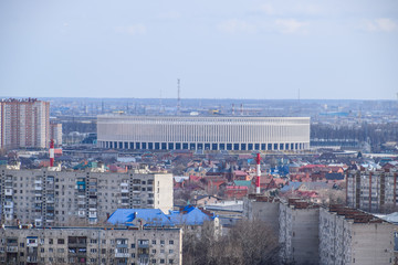 City landscape. The view from the heights of the 24th floor. Krasnodar city. Urban view.