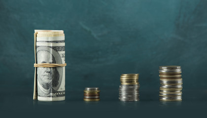 Background of banknotes. Euro banknotes 50 fifty. Money background.