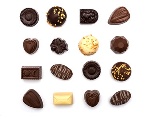 Chocolate candies on a white background
