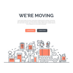 Moving and delivery template with line icons