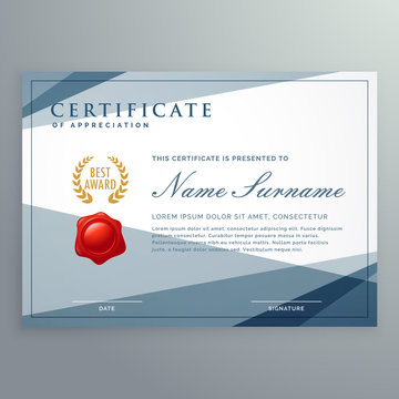certificate template design with modern geometric shapes vector