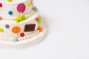 Toy cake on a white background