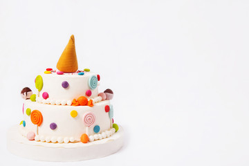Toy cake on a white background