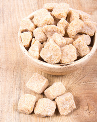 Cubes of sugar - brown sugar cane.