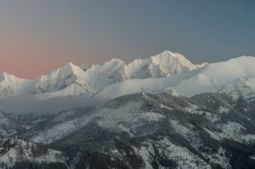 Winter Tatra mountains, Lodowy Szczyt (Ice Peak) in High Tatra mountain range