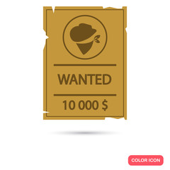 Wanted by criminal advert color flat icon for web and mobile design