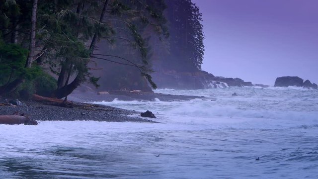 4K Pacific Coast Storm, British Columbia Tofino Sooke, Beach Ocean Waves