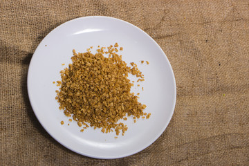 the composition of the flakes of buckwheat on a plate