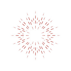 Sunburst frame. Retro Sun burst shape. Vintage explosion logo, label, badge. Firework design element. Old light rays radiating from a center. Retro, vintage, hipster style