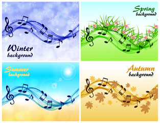 Abstract musical background with the seasons