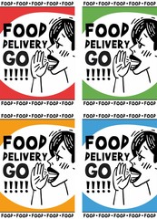 food delivery go black and white poster