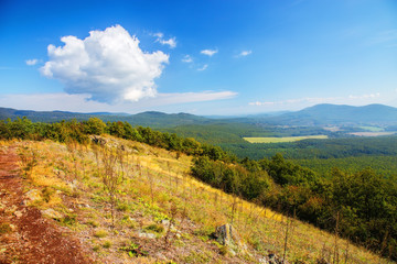 Naklejka premium Beautiful mountain landscape with clouds