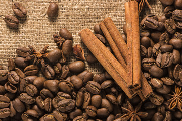 Coffee beans on vintage background