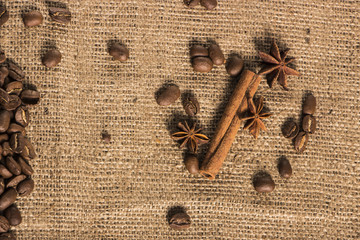 Coffee beans on vintage background