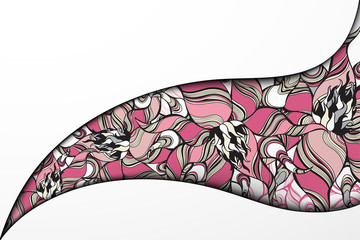 Vector background white curve line paper overlap layer with zen art flowers and space for text and message artwork background design