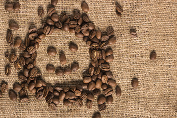 Coffee beans on vintage background