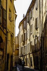 Fototapeta na wymiar Aix en Provence, narrow alley in Old Town, France, Provence