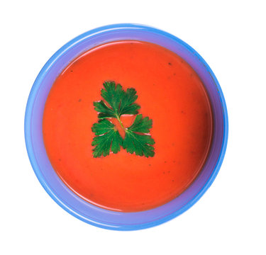 tomato soup on a white background