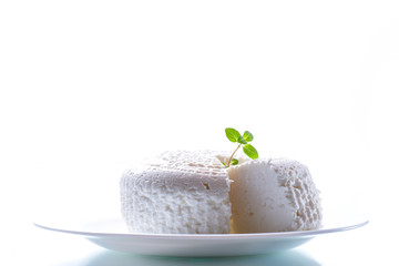 cottage cheese in a white plate