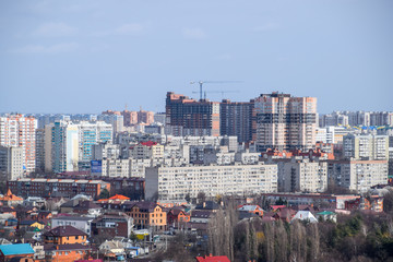City landscape. The view from the heights of the 24th floor. Krasnodar city. Urban view