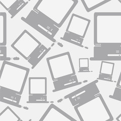 Vector pattern/ Old computer. PC illustrations. It can be used in logo design, brochures, postcards, for websites, etc.