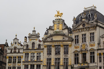 Fototapeta na wymiar Facade of buildings in Grand Square in Brussels, Belgium