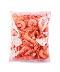Frozen prawn in plastic package