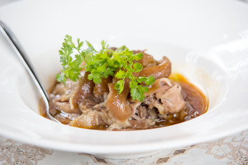 Chinese food a steamed pork on rice dish