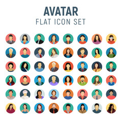 avatar flat icon set - obrazy, fototapety, plakaty