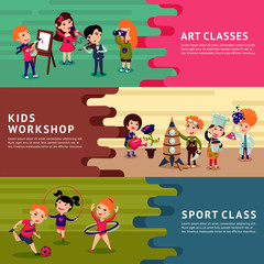 Children Hobbies Education Horizontal Banners