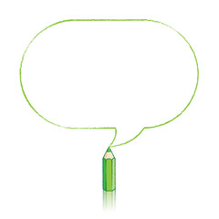 Green Pencil Drawing Oblong Speech Balloon