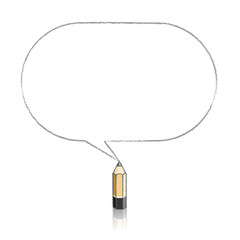 Wooden Lead Pencil Drawing Oblong Speech Balloon.