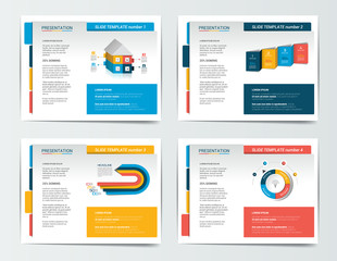 4 presentation business templates. Infographics for leaflet, poster, slide, magazine, book, brochure, website, print.