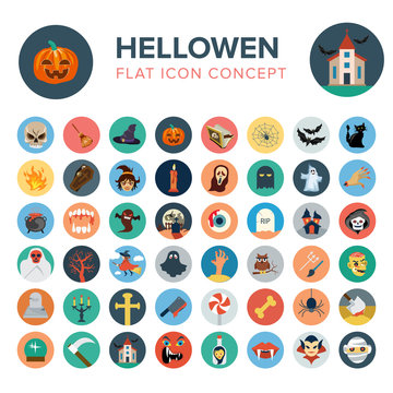 Halloween flat icon concept