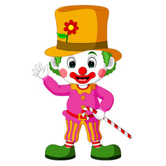 funny clown using hat 