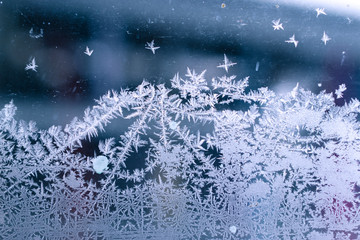 Frosty patterns on the window background