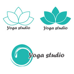 Yoga studio set. Yoga fitness, yoga logo, fitness and sport club,lotus logo