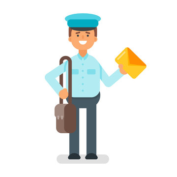 Vector flat style illustration of postman.