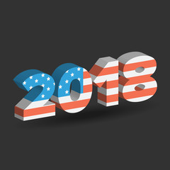 Fototapeta premium New Year sign with USA flag texture