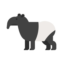 Vector flat style illustration of tapir.