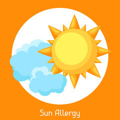 Sun allergy. Vector illustration for medical websites advertising medications