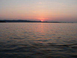 Beautiful sunset over croatian hrvatian sea