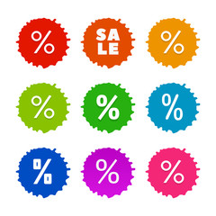 Promotional corner located element. Color splash label, tag, badge, icon with text. Accent promotion flyer, frame design