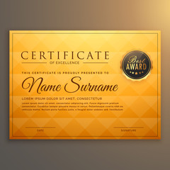 certificate template design with golden pattern