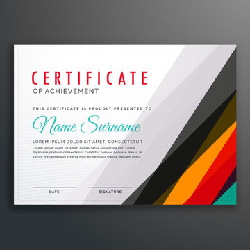 modern certificate design template with colorful lines