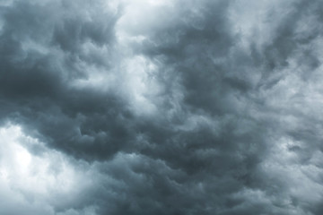 Dark sky and black clouds before rainy, Dramatic black cloud and thunderstorm