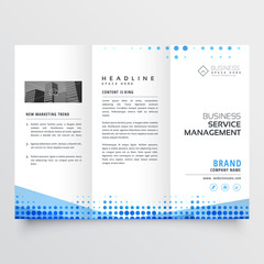clean tri-fold brochure design with abstract blue effect