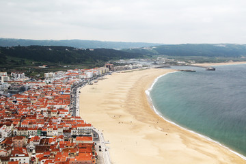 Fototapeta na wymiar View to Nazare beach, Portugal 