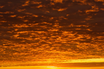 Fototapeta na wymiar Breathtaking sunset with orange cloudscape panorama